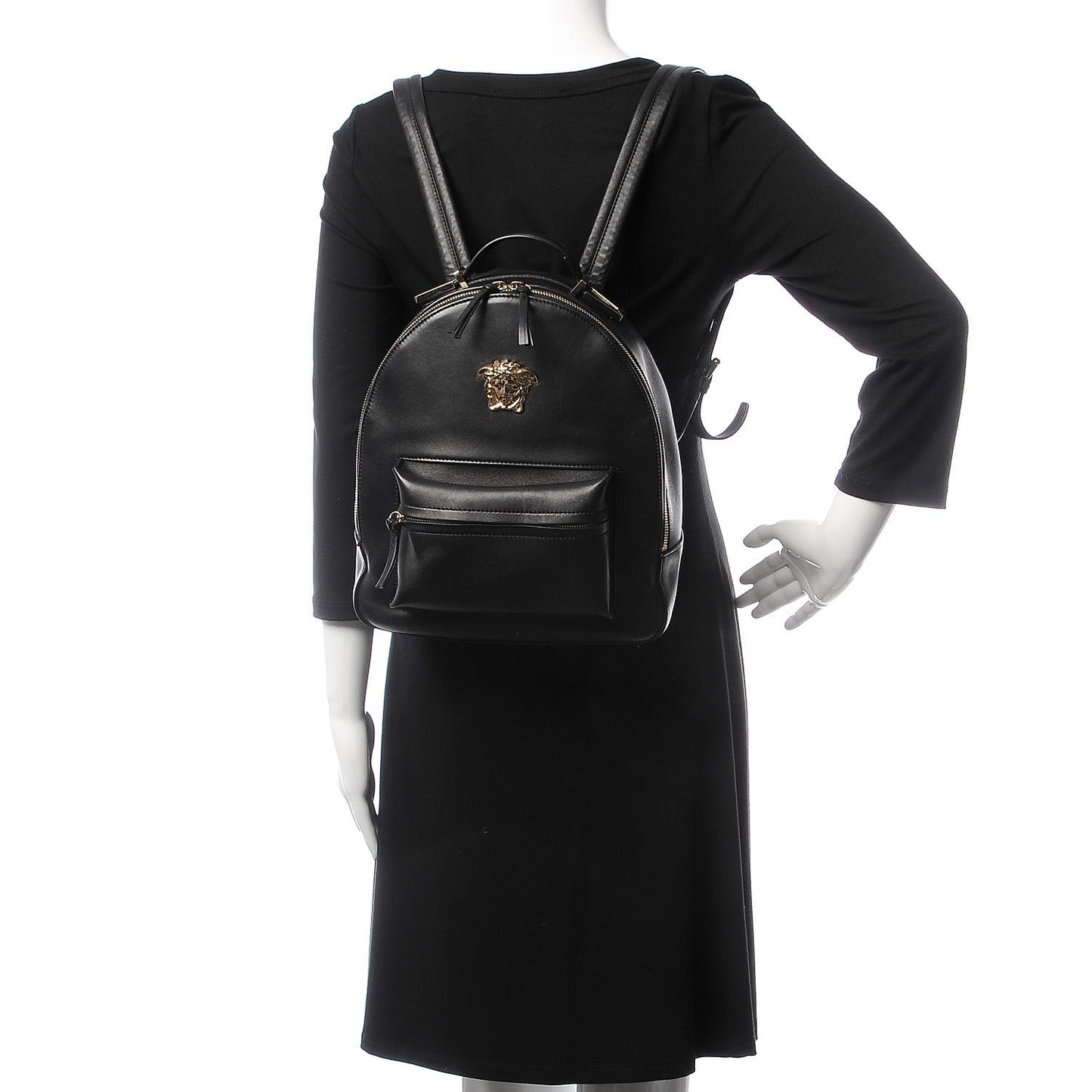 Calfskin Palazzo Medusa Backpack Black