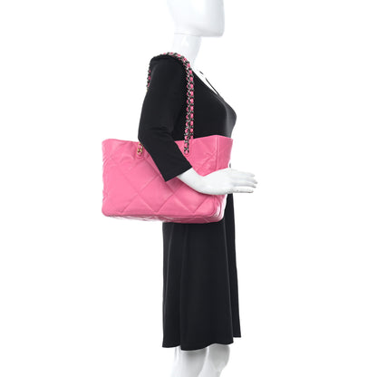Chanel Lambskin Quilted Chanel 19 East West Shopping Bag Dark Pink 2 of 12
