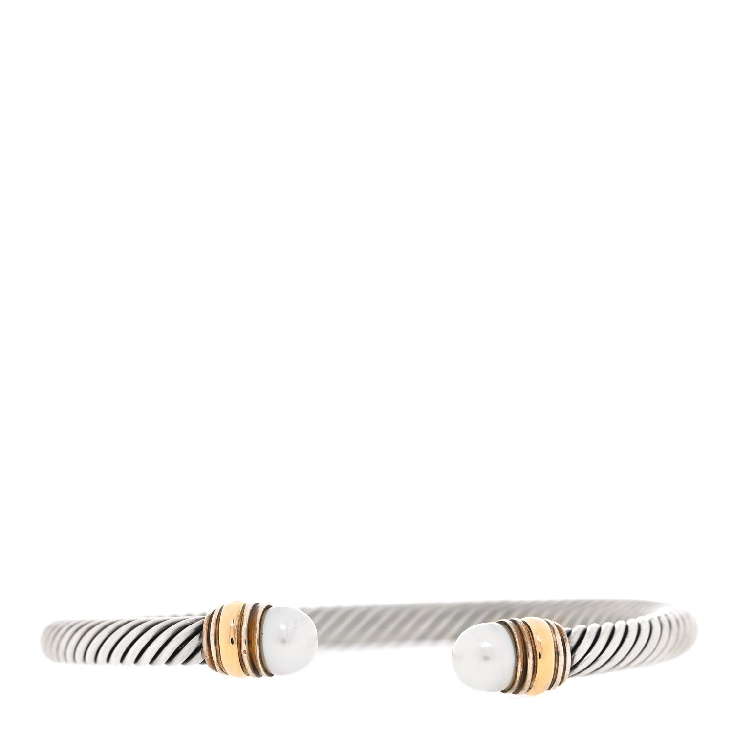 David Yurman Sterling Silver 14K Yellow Gold Pearl 5mm Cable Collectibles Bracelet 1 of 5
