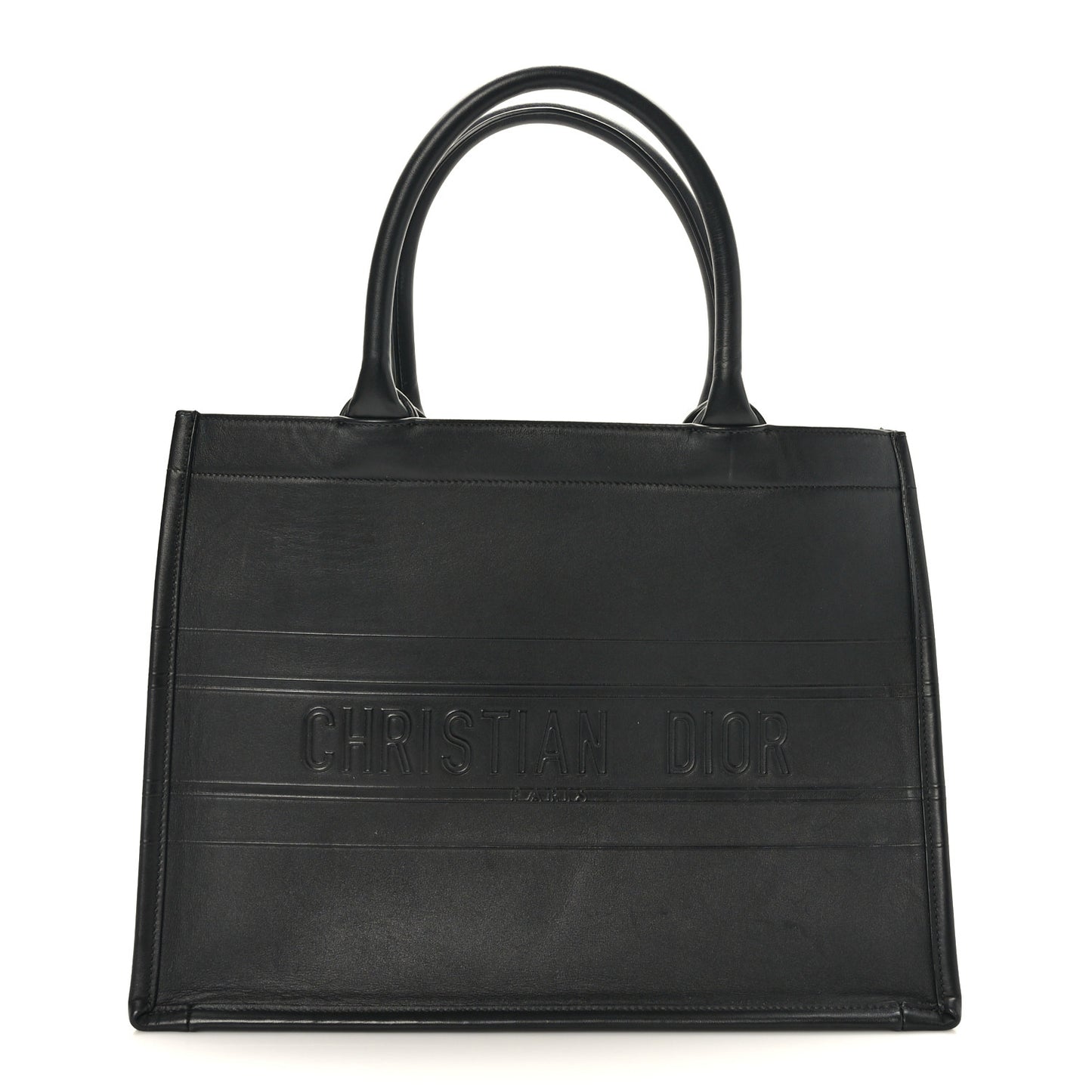 Calfskin Embossed Medium Book Tote Black