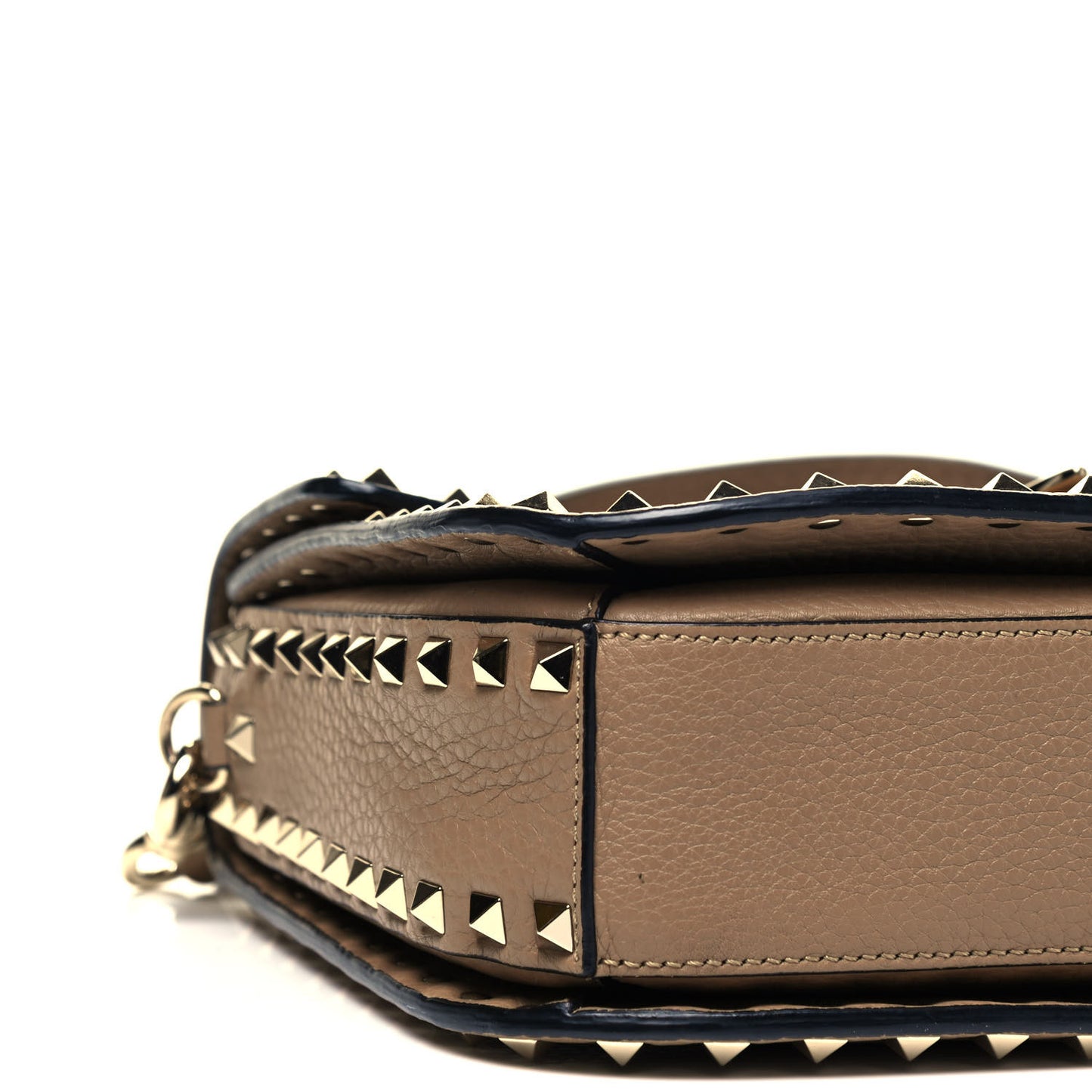 Pebbled Calfskin Medium Rockstud Flap Saddle Bag Nocciola