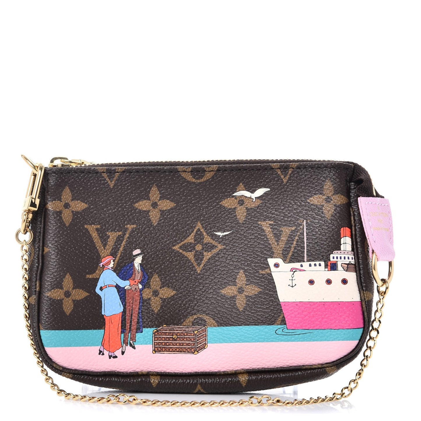 Monogram 2016 Christmas Animation Mini Pochette Accessories Rose Ballerine