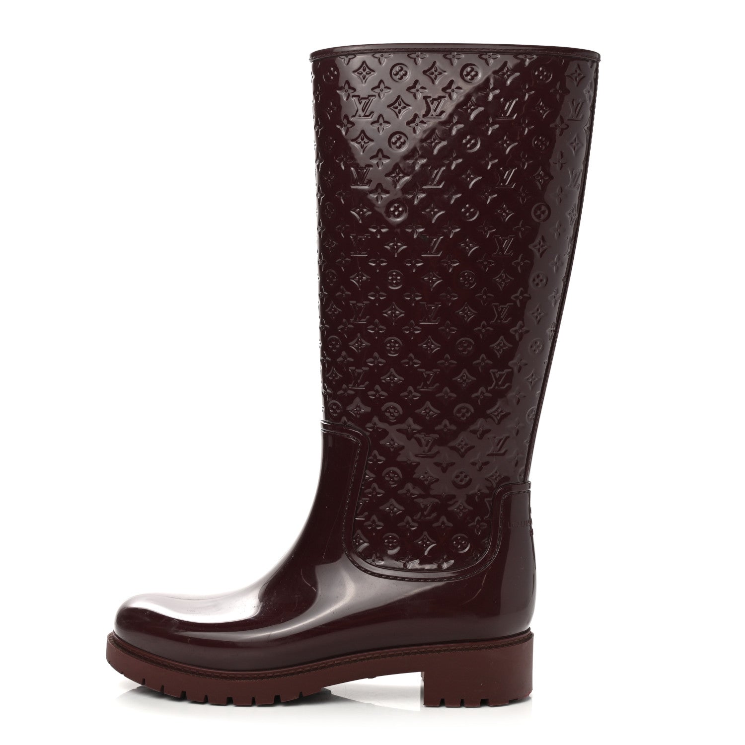 Louis Vuitton Rubber Embossed Monogram Splash Rain Boots 41 Burgundy 1 of 8