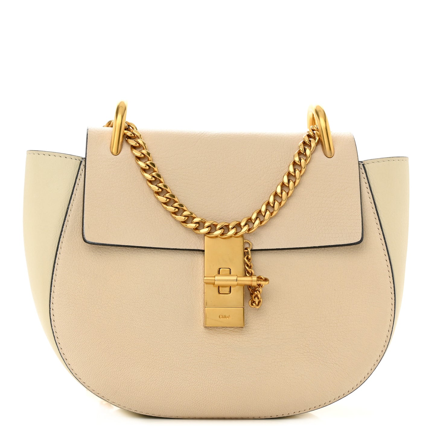 Grained Lambskin Drew Crossbody Beige