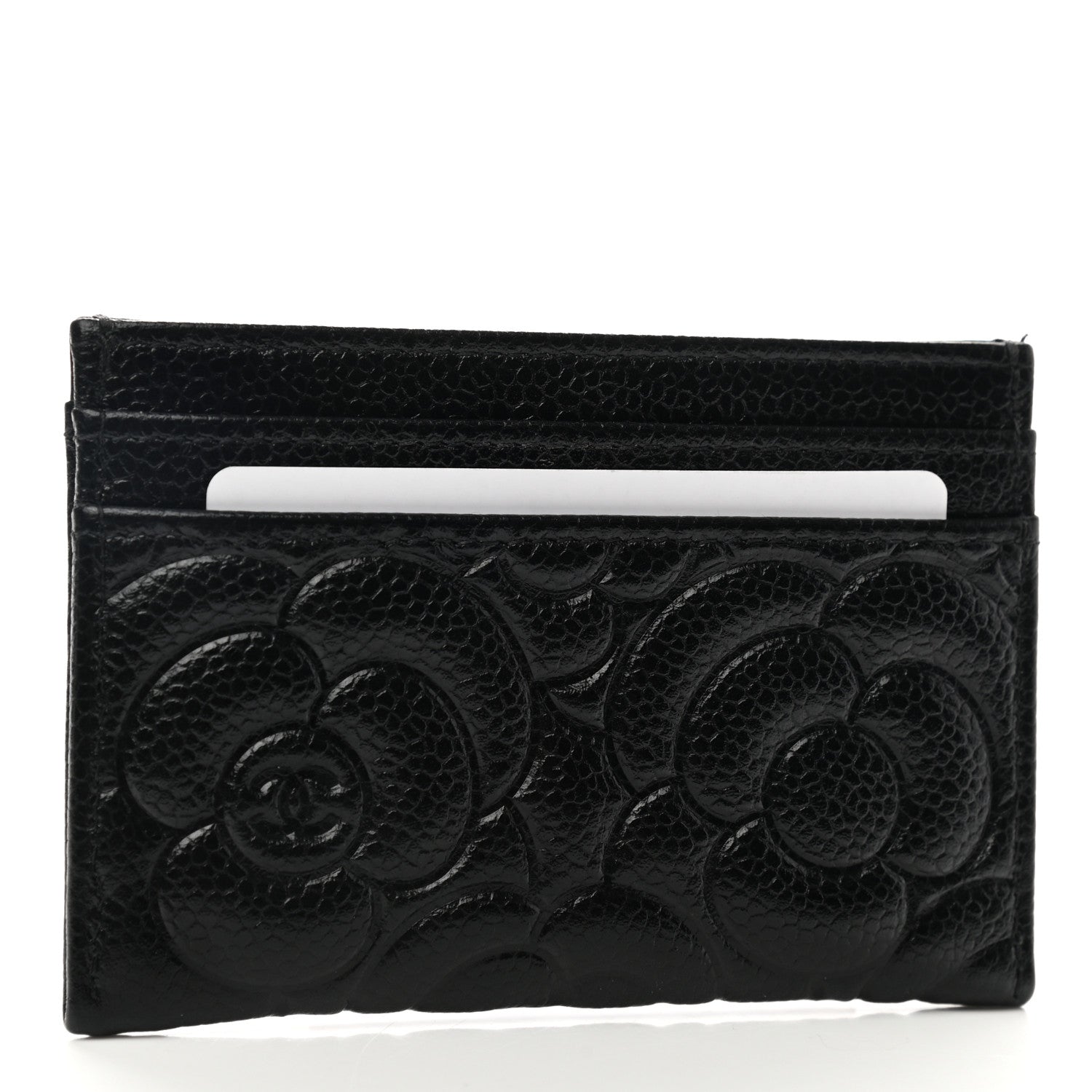 Chanel Caviar Camellia Embossed Card Holder Black 3 of 9