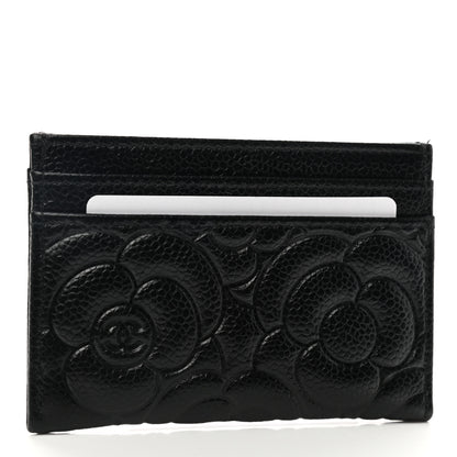 Chanel Caviar Camellia Embossed Card Holder Black 3 of 9