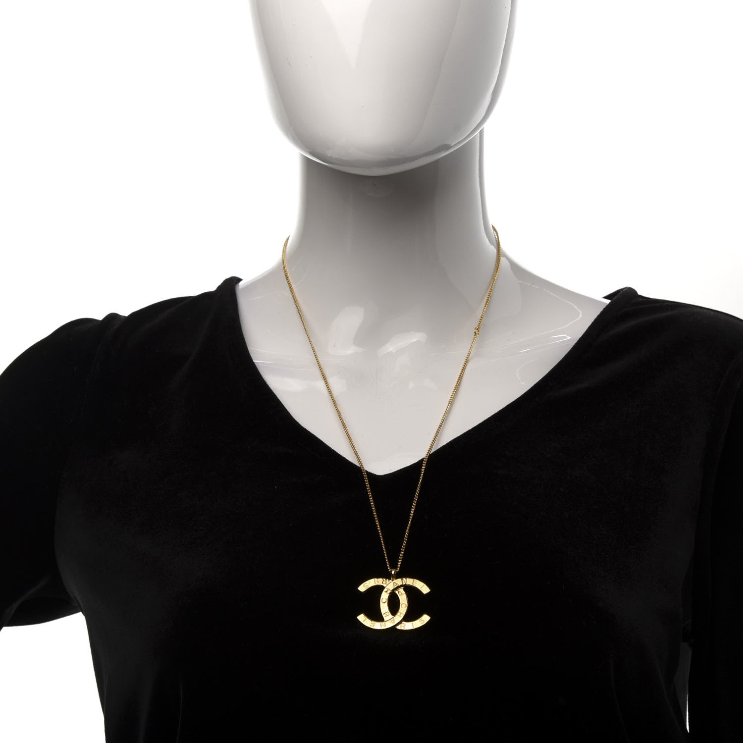 Chanel Metal CC Paris Button Necklace Gold 2 of 6
