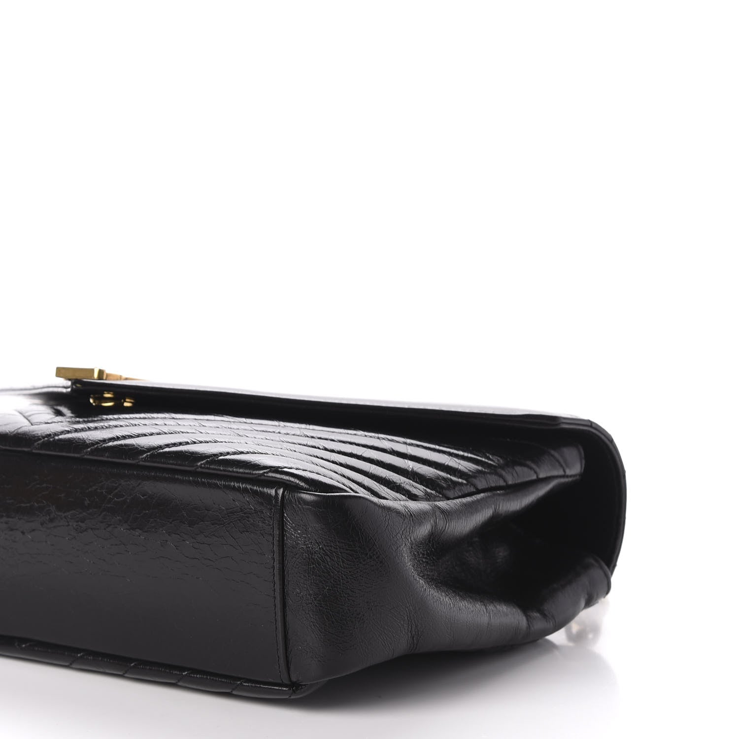 Saint Laurent Cracked Shiny Calfskin Matelasse Chevron Monogram Large College Satchel Black 7 of 11