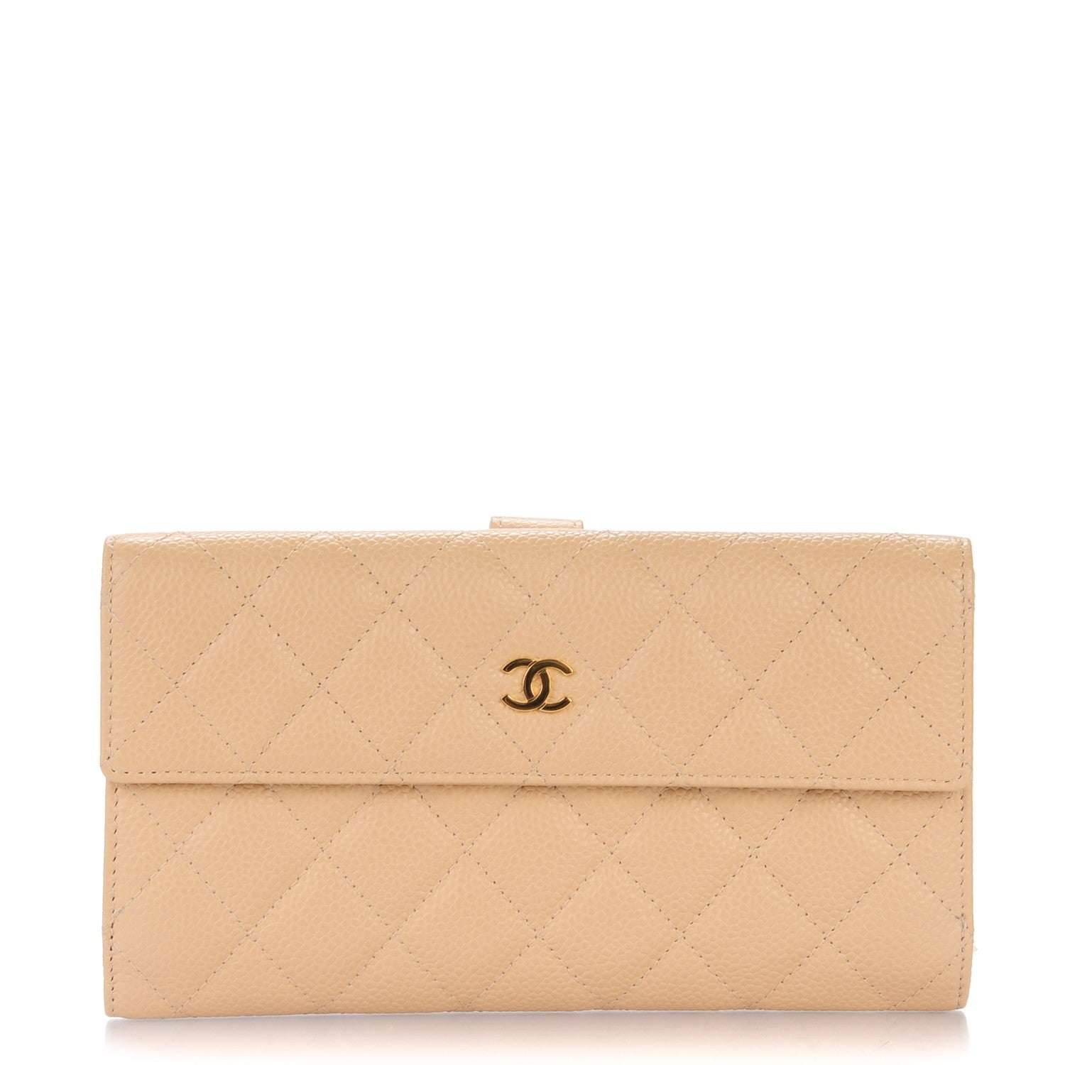 Chanel Caviar Quilted Long Flap Wallet Beige 1 of 8