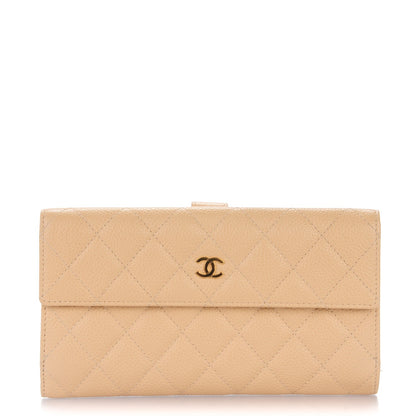 Chanel Caviar Quilted Long Flap Wallet Beige 1 of 8