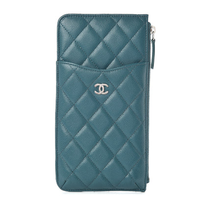 Chanel Caviar Quilted Classic Flat Wallet Pouch Dark Turquoise 1 of 7
