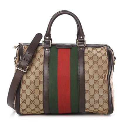 Gucci Monogram Vintage Web Medium Boston Dark Brown 1 of 12