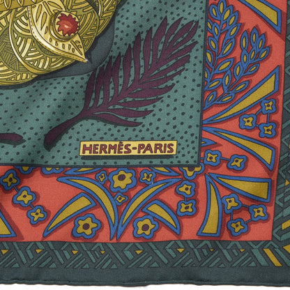 Hermes Silk Zenobie Reine De Palmyre Scarf 90 Vert Sapin Bronze Brique 3 of 6