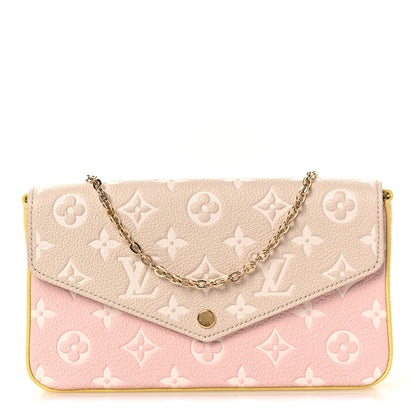 Louis Vuitton Empreinte Spring in the City Felicie Pochette Chain Wallet Pink Beige Yellow 1 of 10