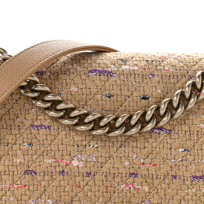 Chanel Calfskin Tweed Medium Boy Flap Dark Beige 8 of 11