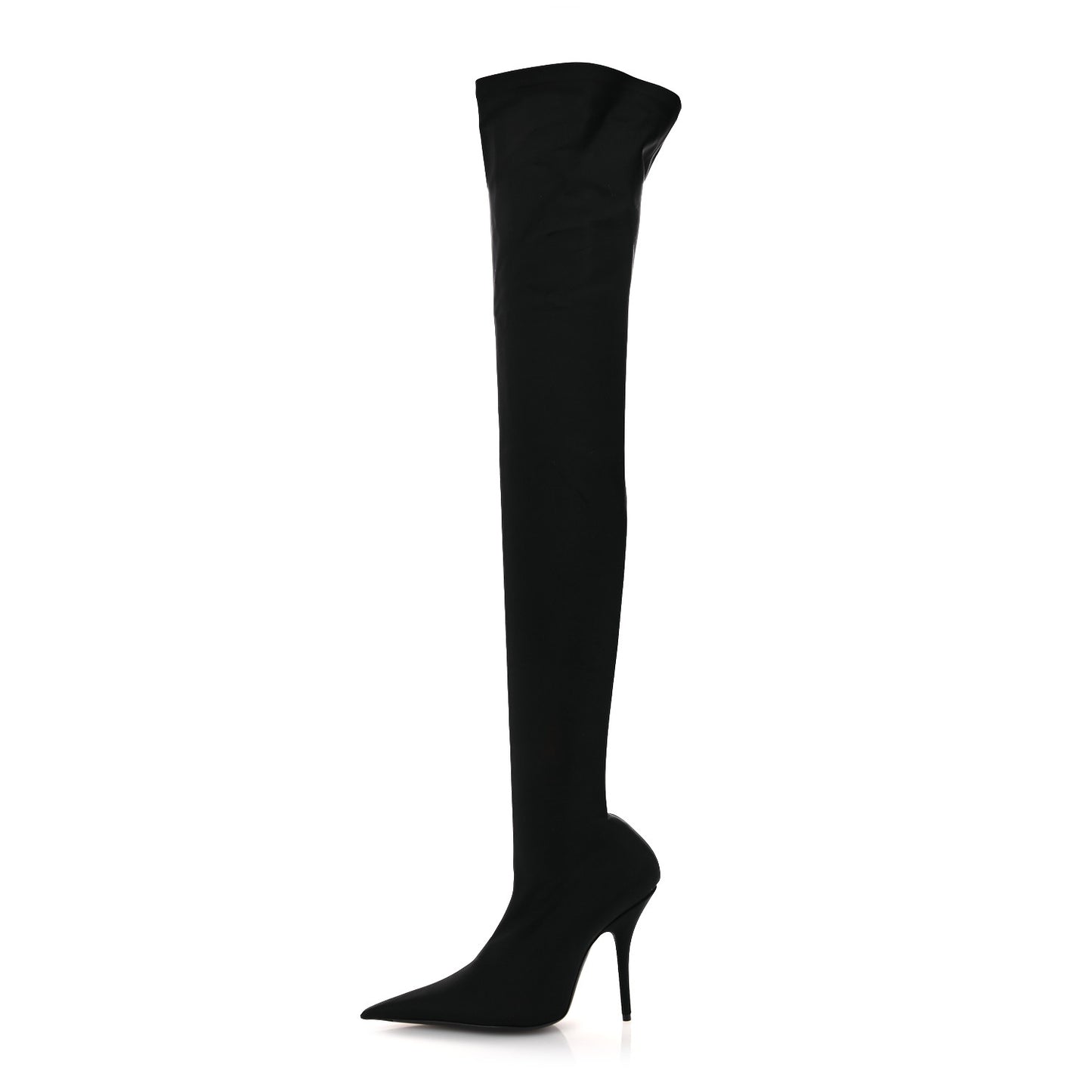 Matte Spandex Pointed Toe Knife 110mm Thigh High Boots 39 Black