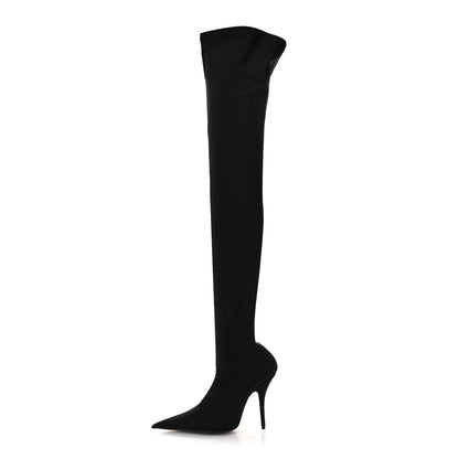 Balenciaga Matte Spandex Pointed Toe Knife 110mm Thigh High Boots 39 Black 1 of 8