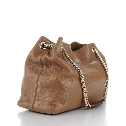 Gucci Pebbled Calfskin Medium Soho Chain Shoulder Bag Maple Brown 3 of 8