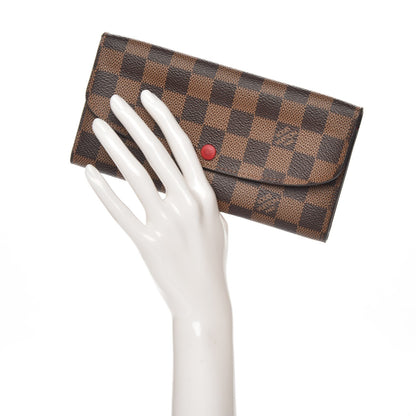Louis Vuitton Damier Ebene Emilie Wallet Red 2 of 8