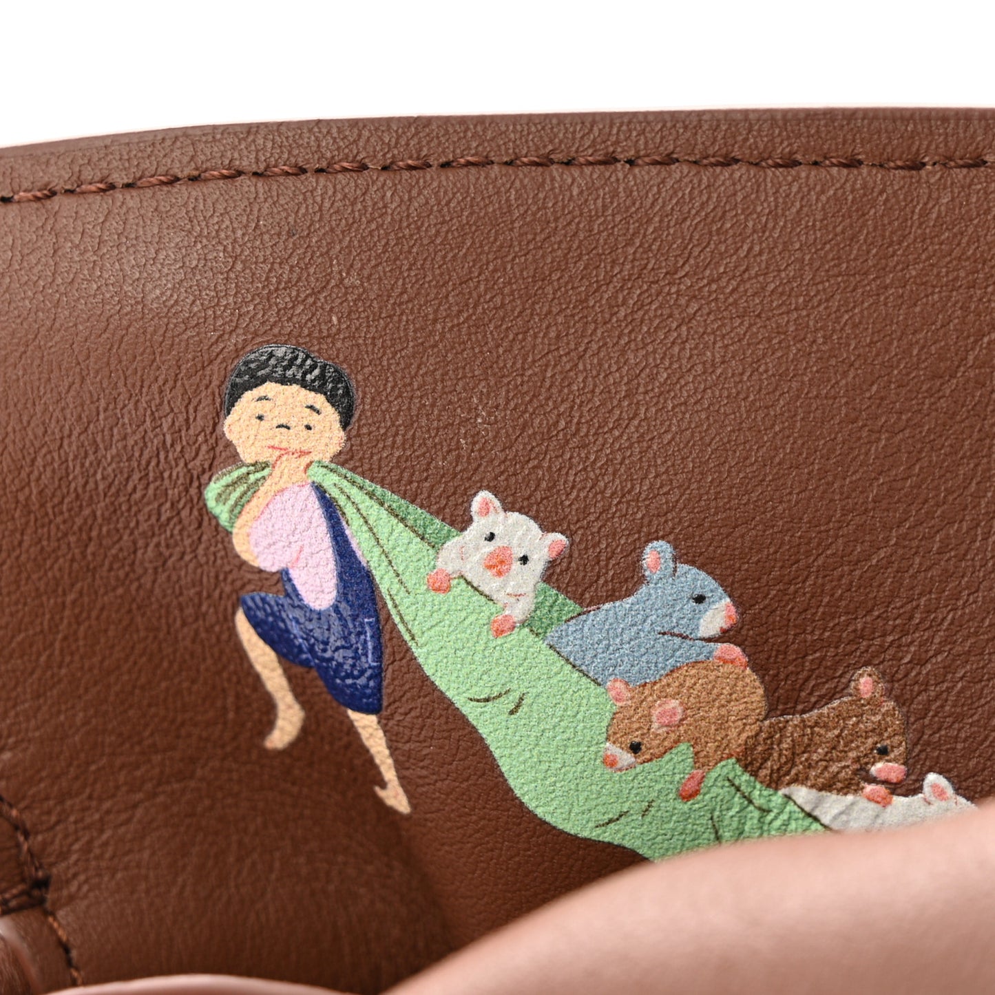 x SUNA FUJITA Nappa Hamster Mini Flamenco Knot Clutch Havana