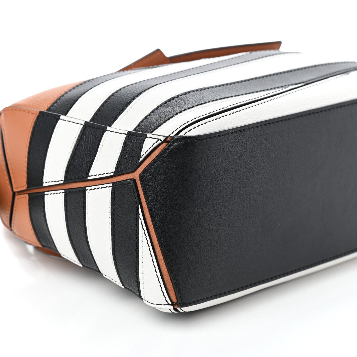 Loewe Calfskin Marine Stripe Small Puzzle Bag Tan 8 of 9