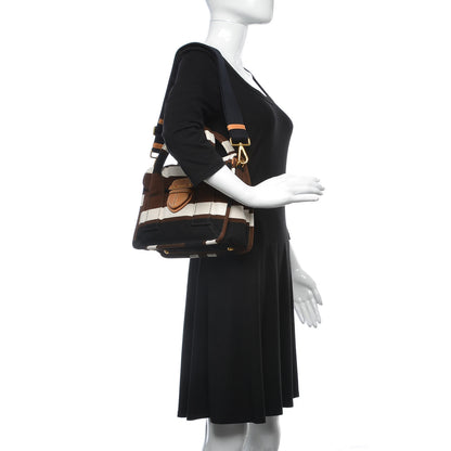 Prada Canvas Canapa Righe Striped Top Handle Satchel Tabacco 2 of 11
