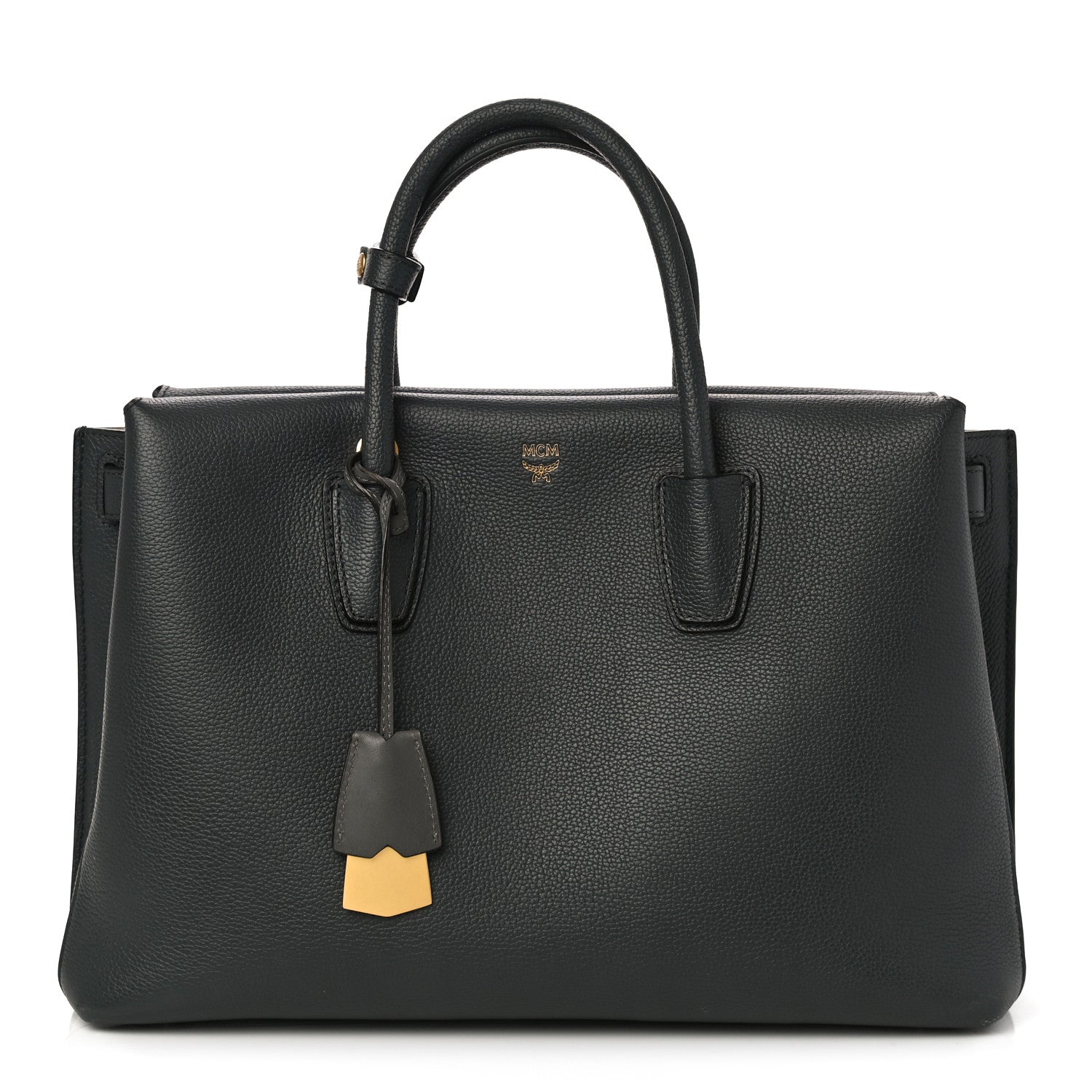 MCM Grained Calfskin Large Milla Tote Phantom Grey 1 of 9