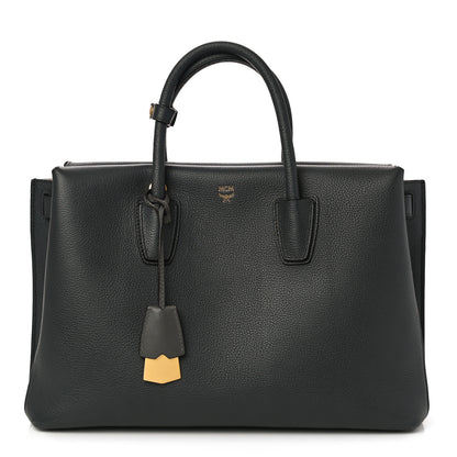 MCM Grained Calfskin Large Milla Tote Phantom Grey 1 of 9