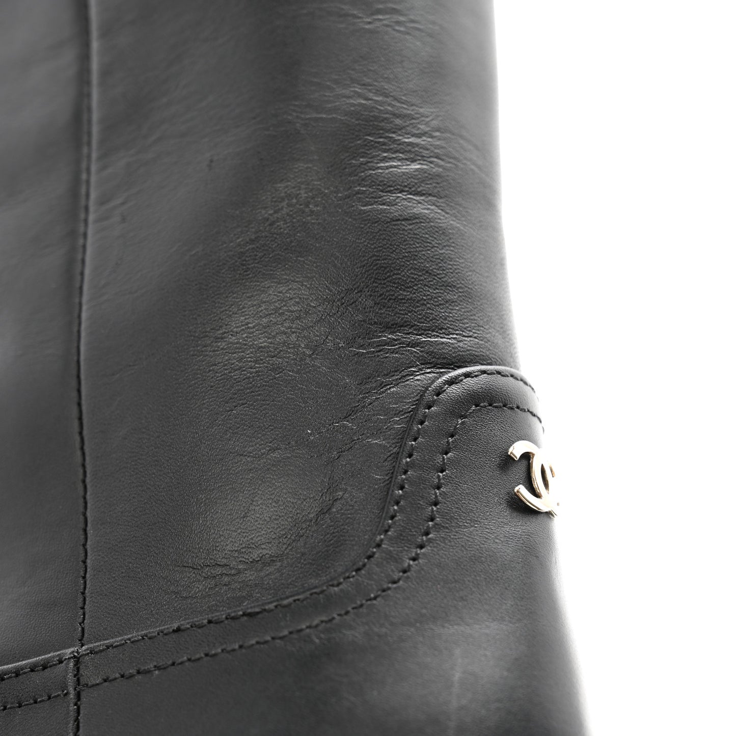 Calfskin CC High Boots 37 Black