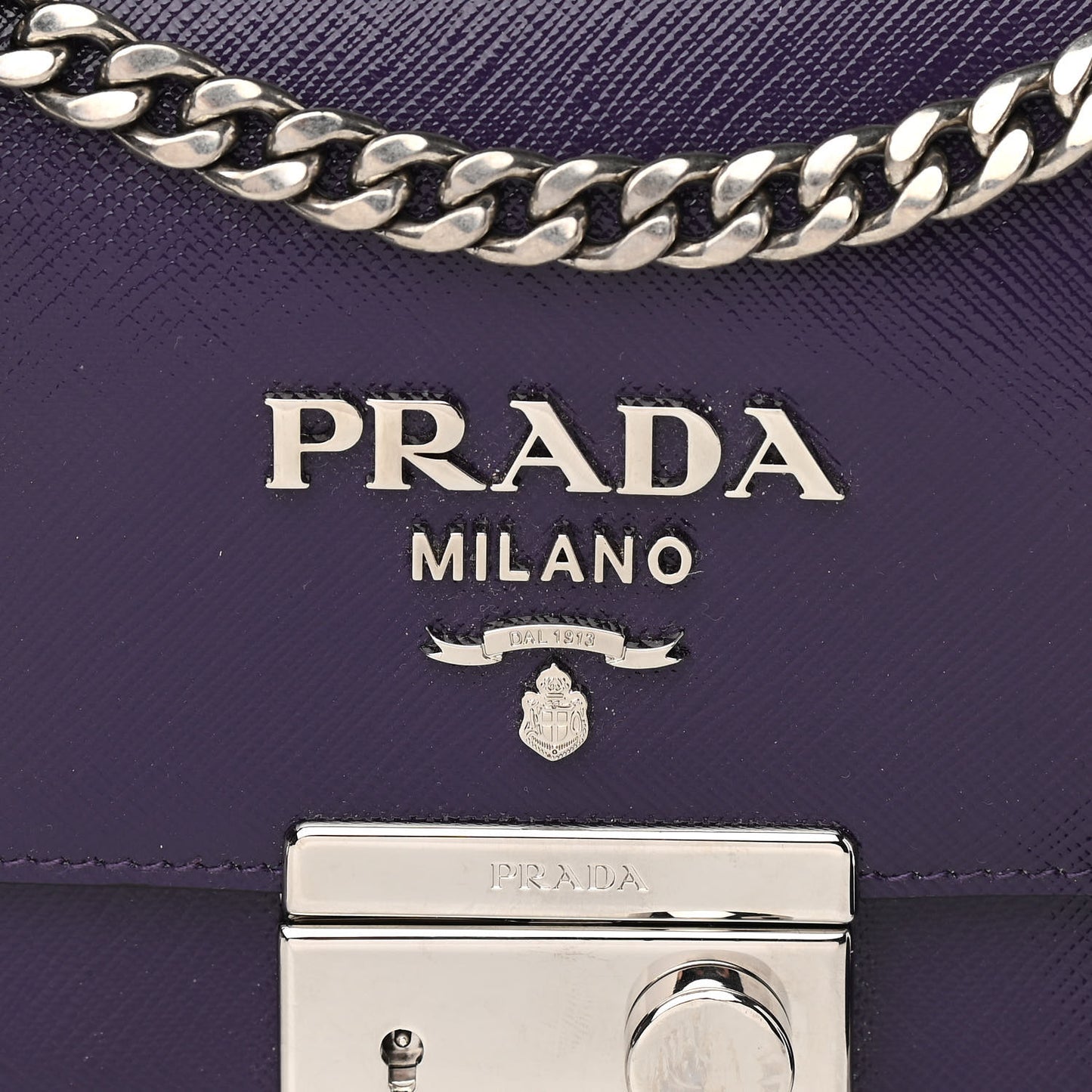 Saffiano Vernice Sound Flap Chain Crossbody Bag Viola