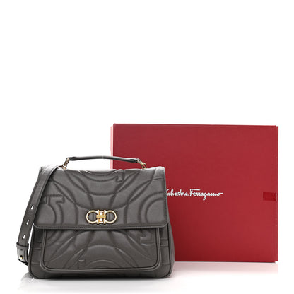 Salvatore Ferragamo Calfskin Quilted Medium Gancini Top Handle Bag Sparrow 10 of 10