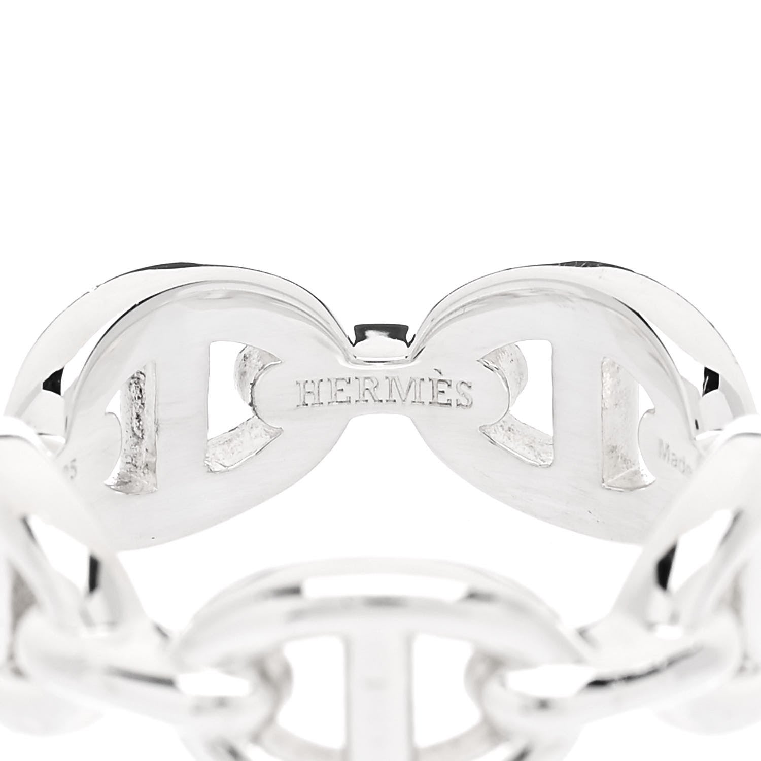 Hermes Sterling Silver PM Chaine d'Ancre Enchainee Band Ring 52 6 4 of 8