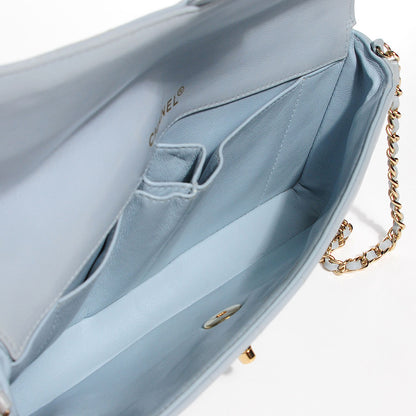 Chanel Lambskin Quilted East West Chocolate Bar Flap Light Blue 5 of 9