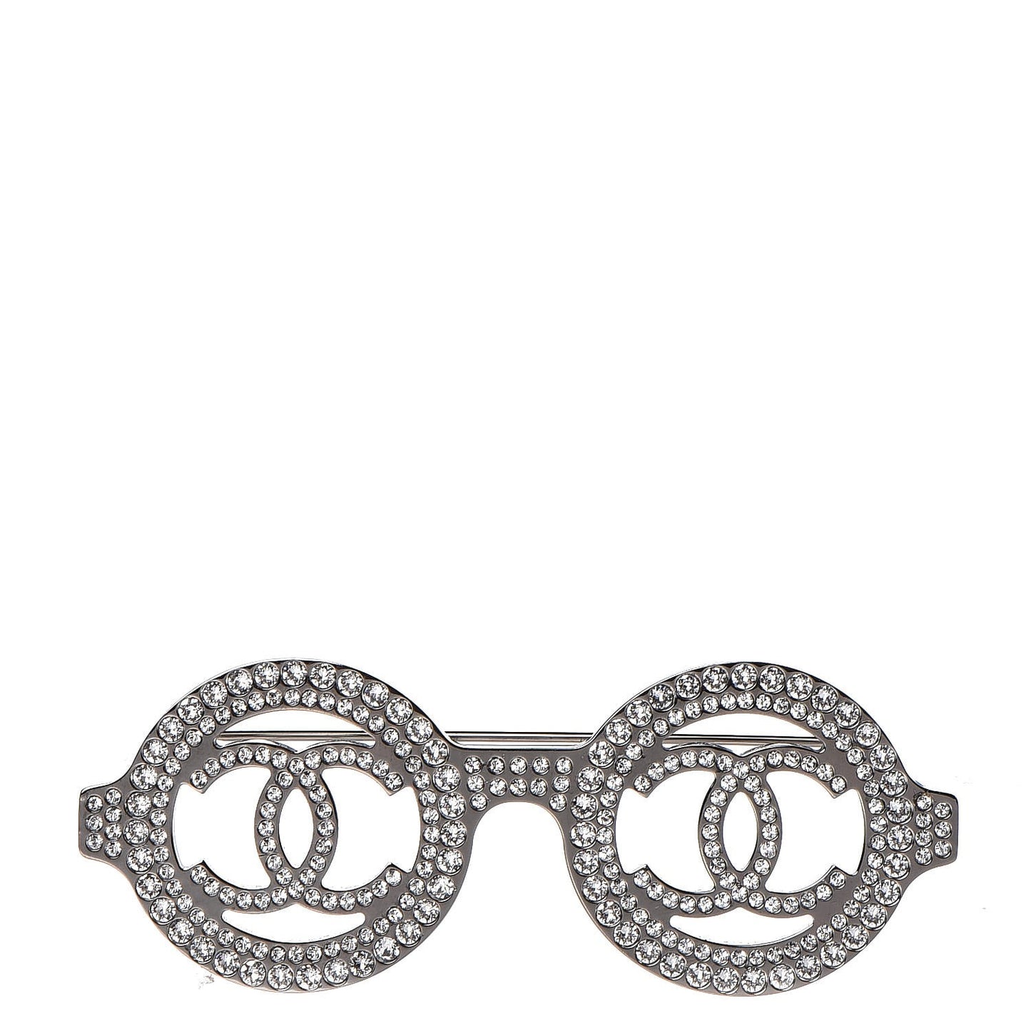 Crystal CC Sunglasses Brooch Silver