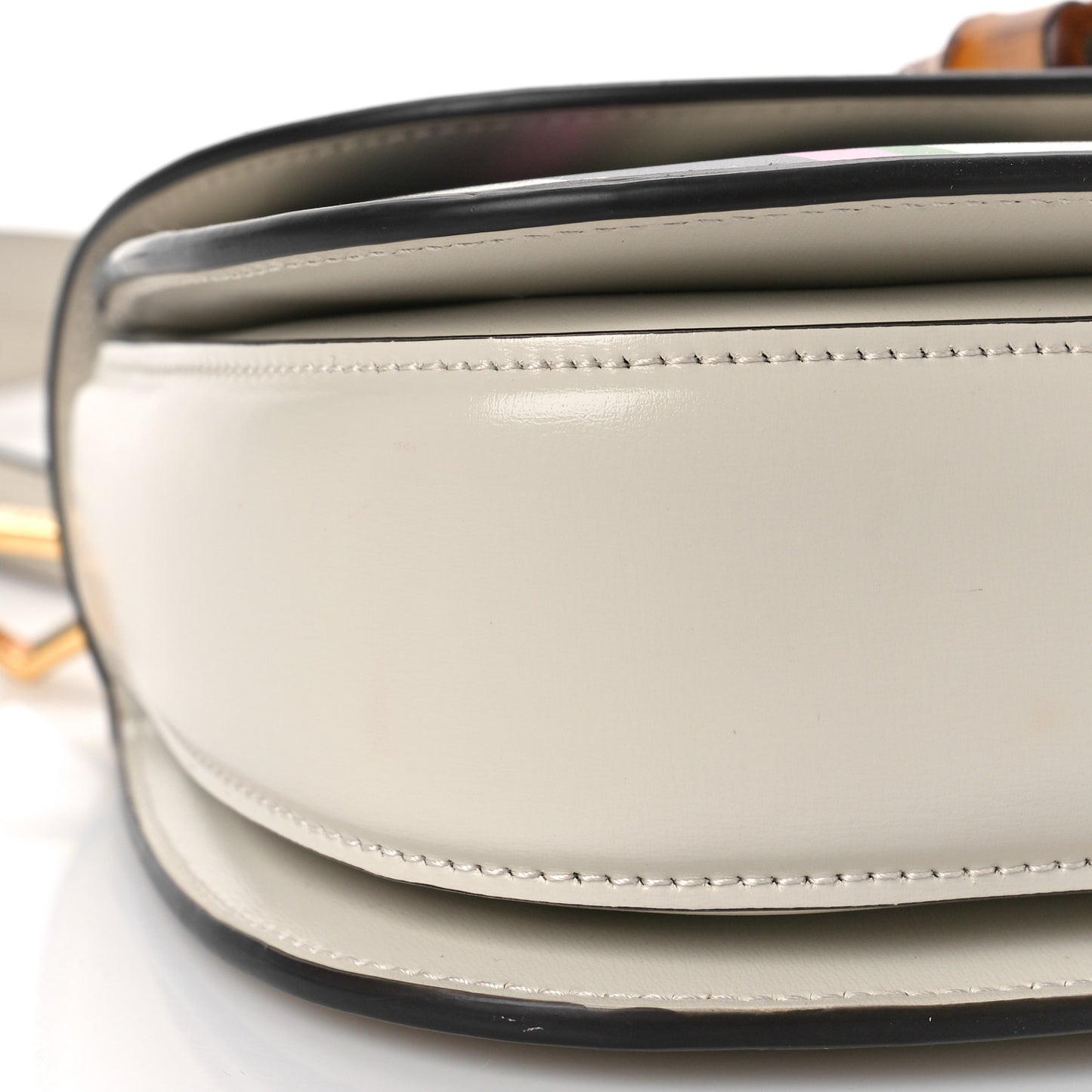 Calfskin Web Geometric Print Small Bamboo 1947 Top Handle Bag White Multi