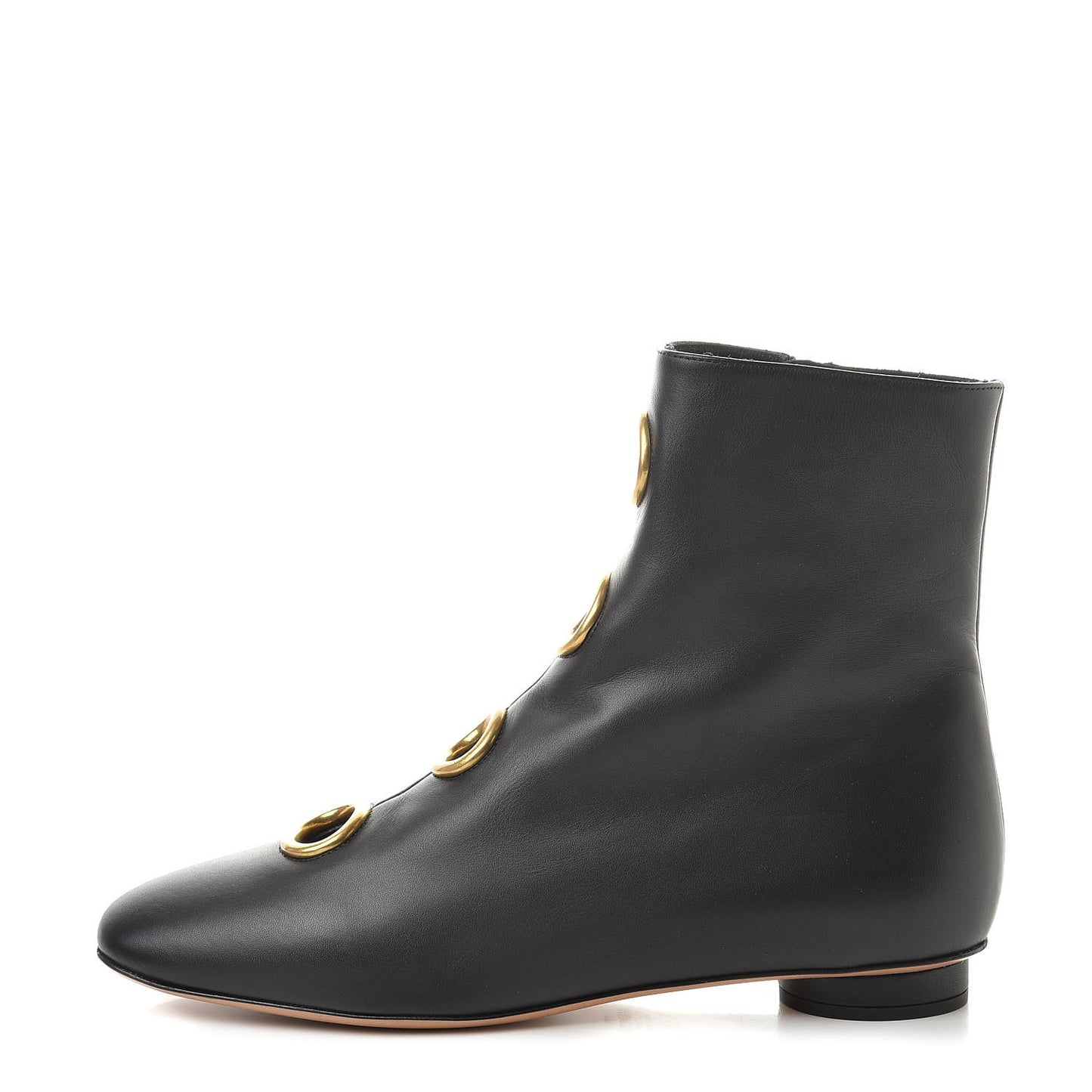 Smooth Calfskin Eyelet Ankle Boots 38.5 Black