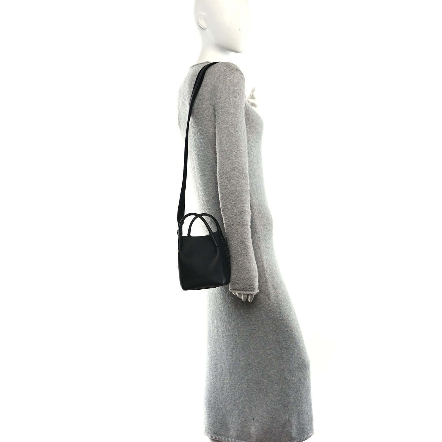 Grained Calfskin Micro Bale Bag Black