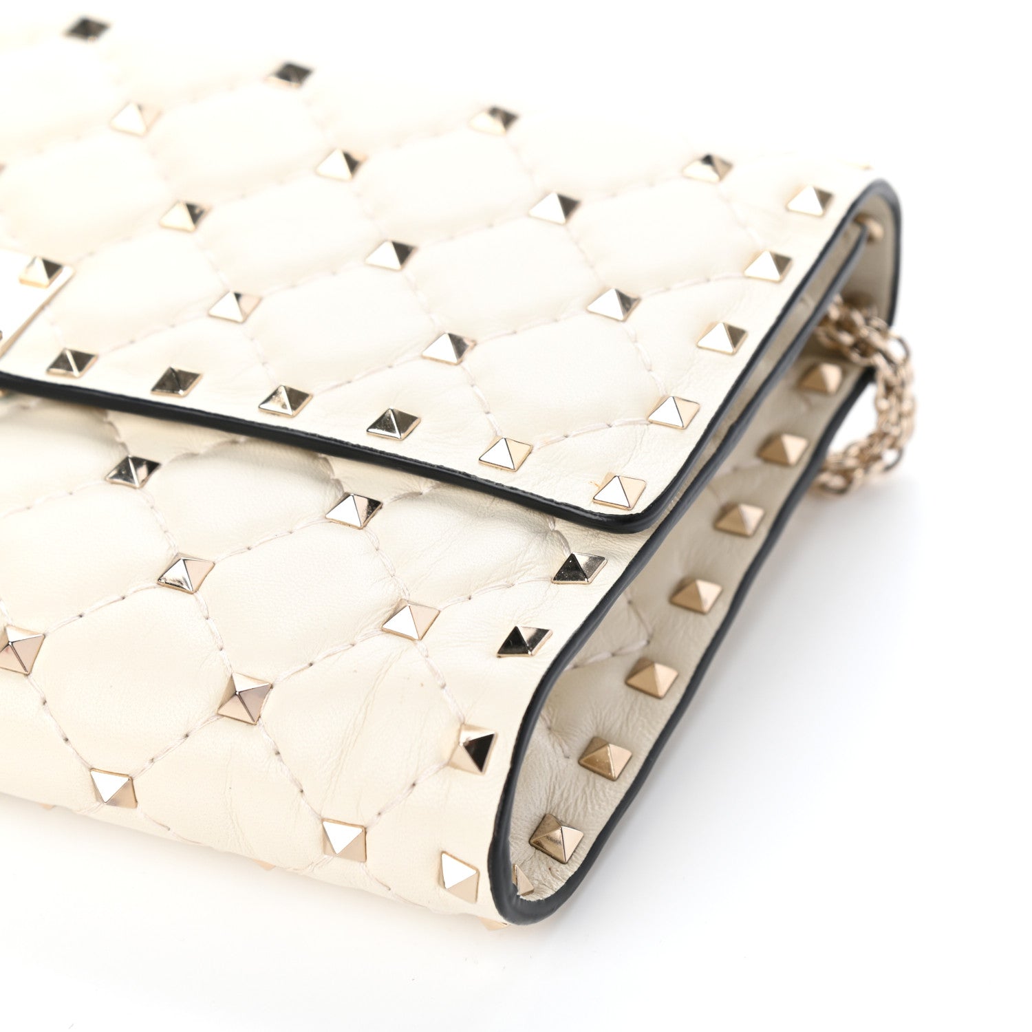 Valentino Garavani Nappa Rockstud Spike Wallet on Chain Light Ivory 9 of 9