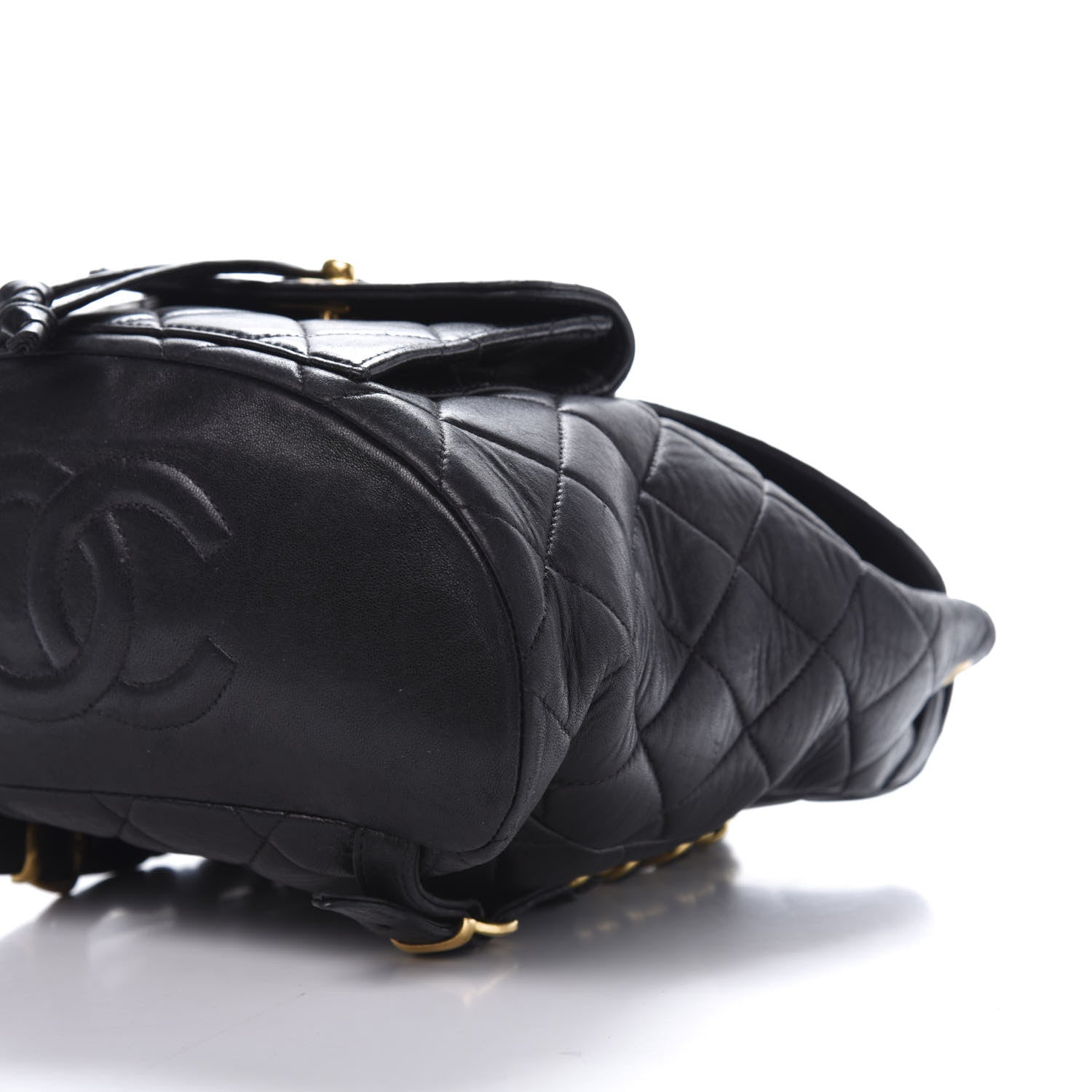 Chanel Lambskin Quilted Drawstring Backpack Black 6 of 16