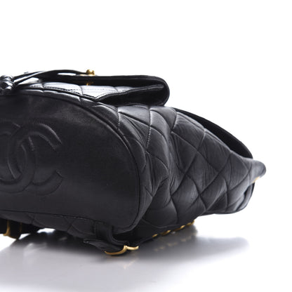 Chanel Lambskin Quilted Drawstring Backpack Black 6 of 16