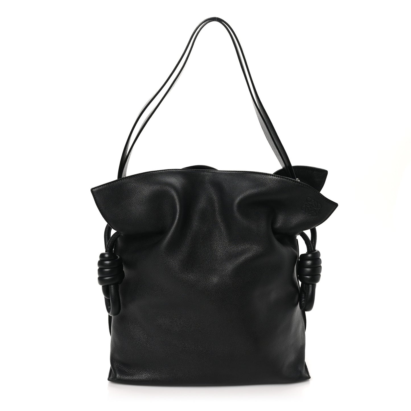 Calfskin Large Flamenco Knot Bag Black