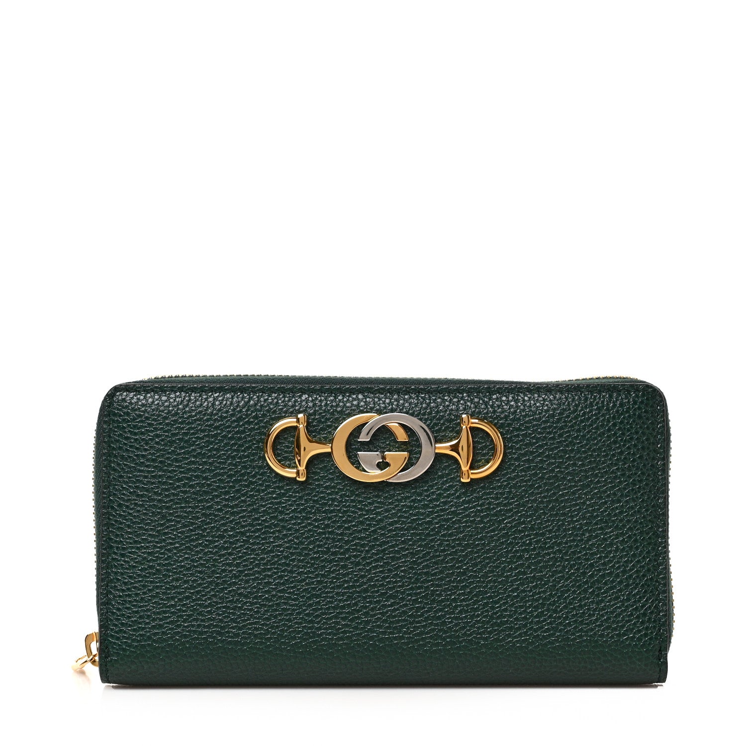 Gucci Grainy Calfskin Zumi Zip Around Wallet Vintage Green 1 of 6
