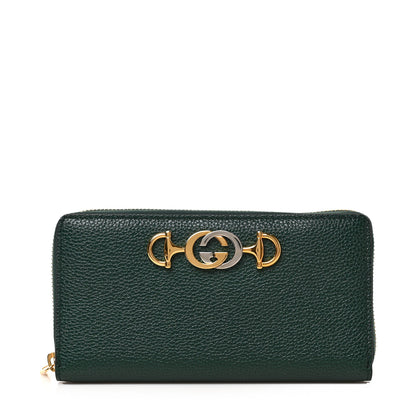 Gucci Grainy Calfskin Zumi Zip Around Wallet Vintage Green 1 of 6