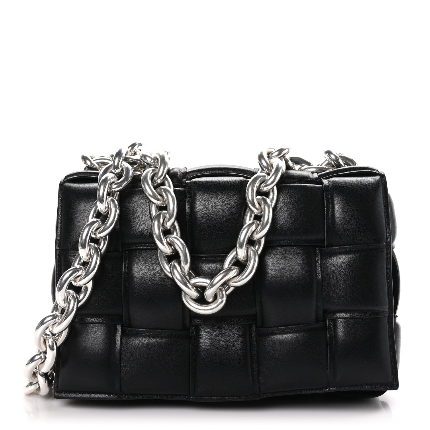 Bottega Veneta Lambskin Maxi Intreccio Padded Chain Cassette Crossbody Bag Black 1 of 9