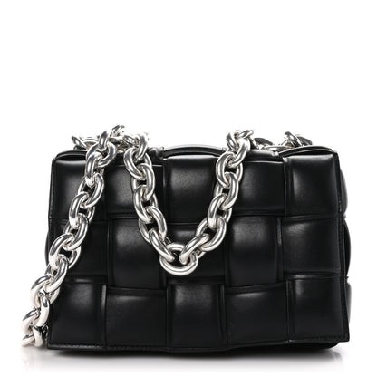 Bottega Veneta Lambskin Maxi Intreccio Padded Chain Cassette Crossbody Bag Black 1 of 9