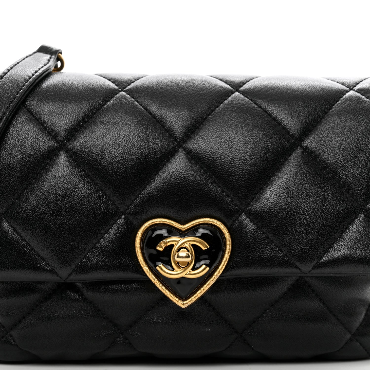Chanel Lambskin Plexiglass Quilted Coco Love Flap Black 5 of 10