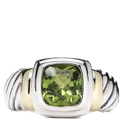 David Yurman Sterling Silver 14K Yellow Gold Peridot 7mm Noblesse Ring 54 6.75 1 of 5