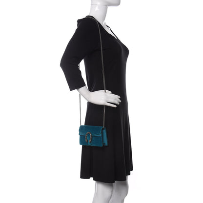 Gucci Velvet Super Mini Dionysus Shoulder Bag Pavone Cyan 2 of 9