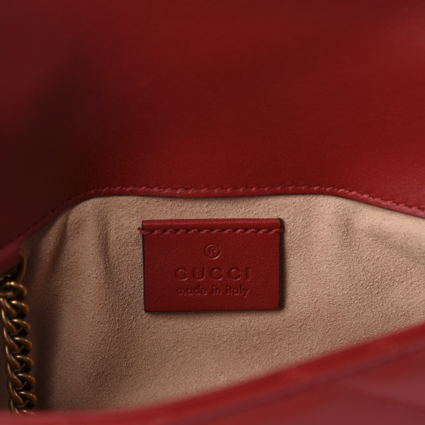 Calfskin Matelasse Super Mini GG Marmont Shoulder Bag Hibiscus Red