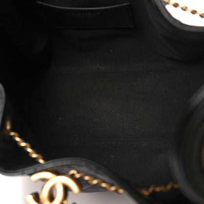 Chanel Shiny Crumpled Calfskin Quilted Medium Chanel 25 Handbag Black 5 of 12